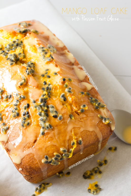 Mango Loaf Cake with Passion Fruit Glaze