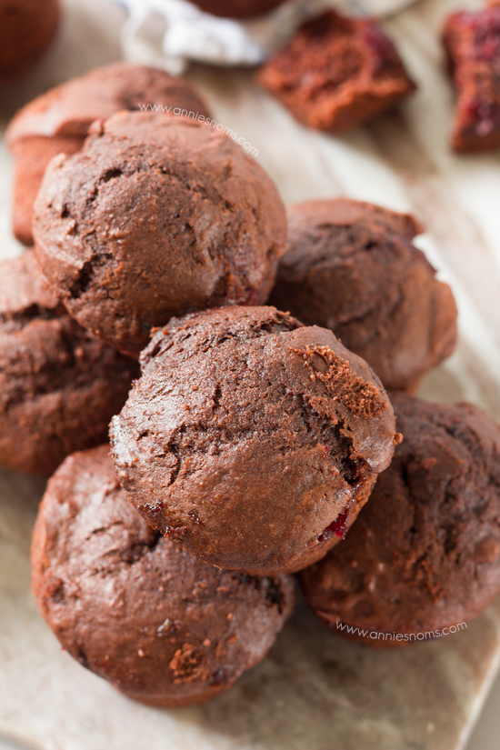 Chocolate Cherry Mini Muffins | Annie's Noms