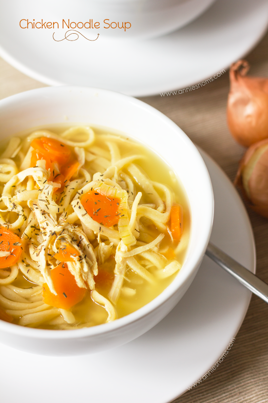 Chicken Noodle Soup | Annie's Noms - This Chicken Noodle soup is pure comfort in a bowl. With shredded chicken, egg noodles, carrots and onions, it's so easy to make and filled with flavour.