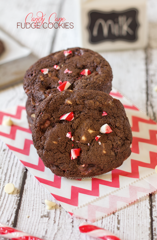 These Candy Cane Fudge Cookies have melted chocolate in the batter to make them super fudgy along with chunks of oozing white chocolate and the refreshing mint flavour of crushed candy canes.