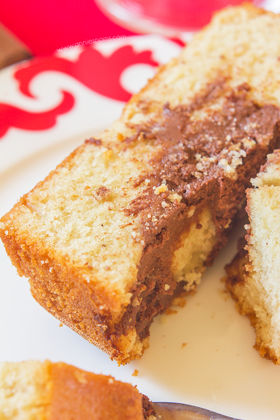 This Eggnog Loaf is soft, tender and has a rich, chocolate cream cheese layer baked into the centre, to add a contrast to the sweet eggnog! 