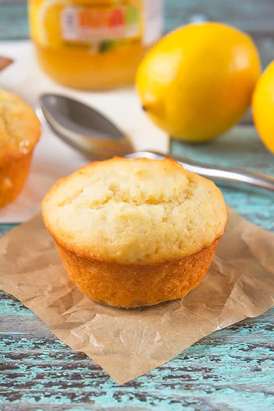 Soft, lemon muffins made with yoghurt and filled with gorgeous pockets of oozing lemon curd in the centre.