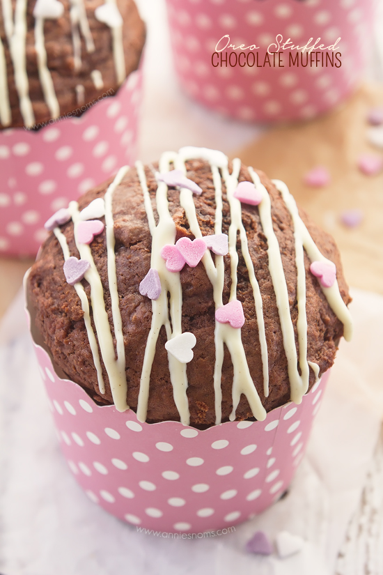 These Oreo Stuffed Chocolate Muffins are like a brownie/muffin hybrid; soft, rich and chocolatey. And with a delightful, crunchy surprise in the middle, these make the most perfect sweet treat!