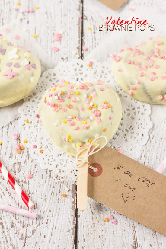 I took my favourite ever brownie batter and baked it into cute little hearts to create these Valentine Brownie Pops! Dunked into melted white chocolate and decorated to your heart's content, your Valentine will love these individual sized pops!