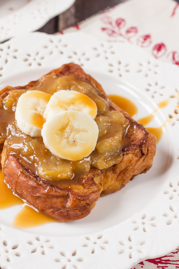 My Banana Caramel French Toast is super easy to make as it uses store bought caramel sauce to caramelize the bananas! The sweet, sticky caramel mix is then put on to crisp, fried Brioche to create a decadent breakfast!