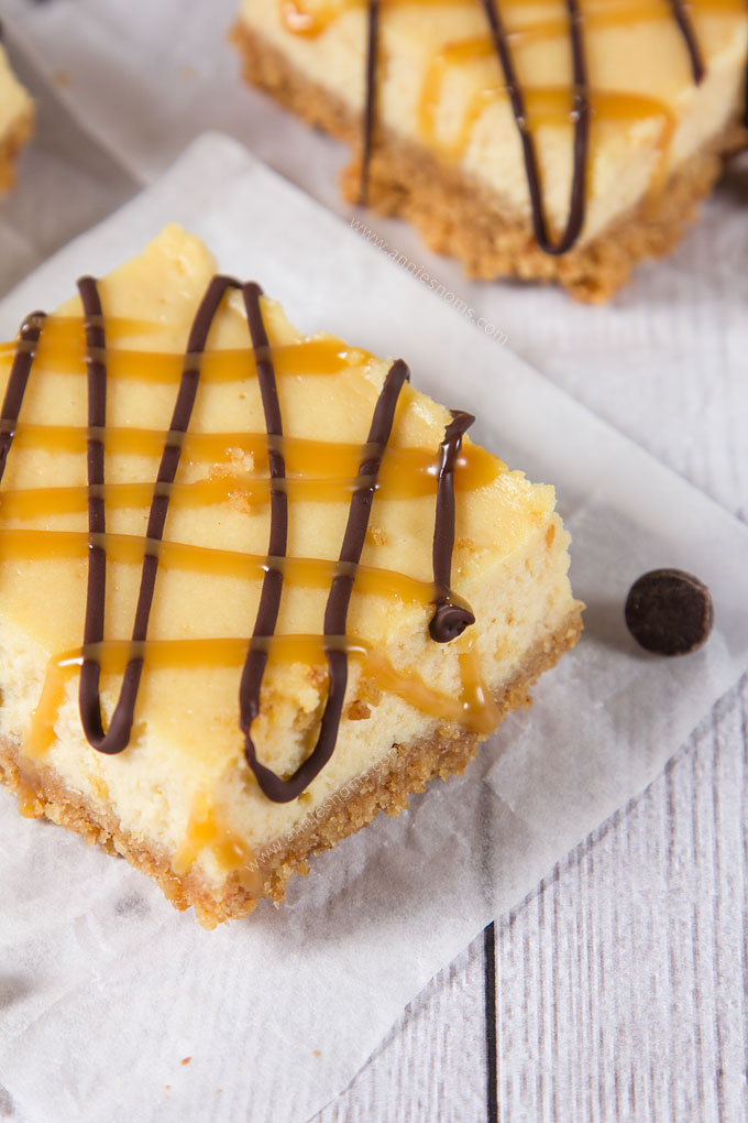 My Salted Caramel Cheesecake Bars marry velvety smooth cheesecake with the salty sweet gorgeousness that is Salted Caramel. With caramel in the cheesecake and on top, these are a caramel lovers dream!