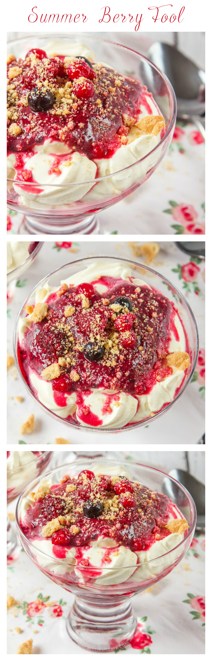 A quick and easy, no-bake dessert made with sweetened whipped cream, a mix of luscious Summer berries and biscuit crumbs. Perfect to make-ahead of time, everyone will fall in love with these creamy, refreshing pots of heaven!