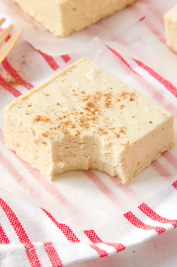 This easy Eggnog Fudge requires no thermometer to make! It is the perfect melt in your mouth, divine edible gift to make this Christmas!