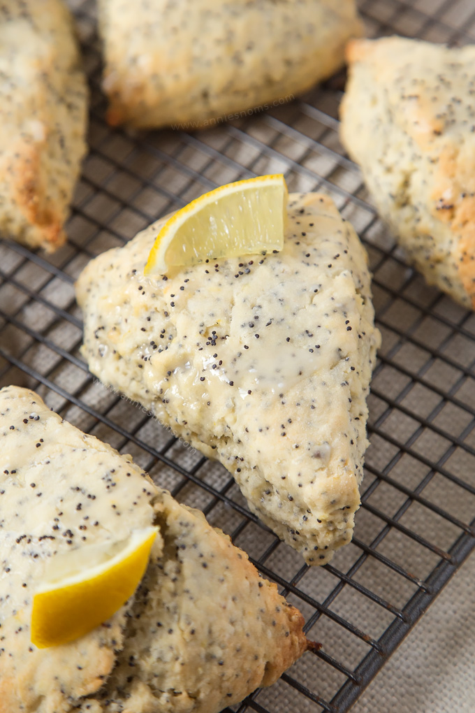 These light, flaky and citrus filled Lemon Poppy Seed scones are a cinch to make and are the perfect breakfast for a dull January morning!