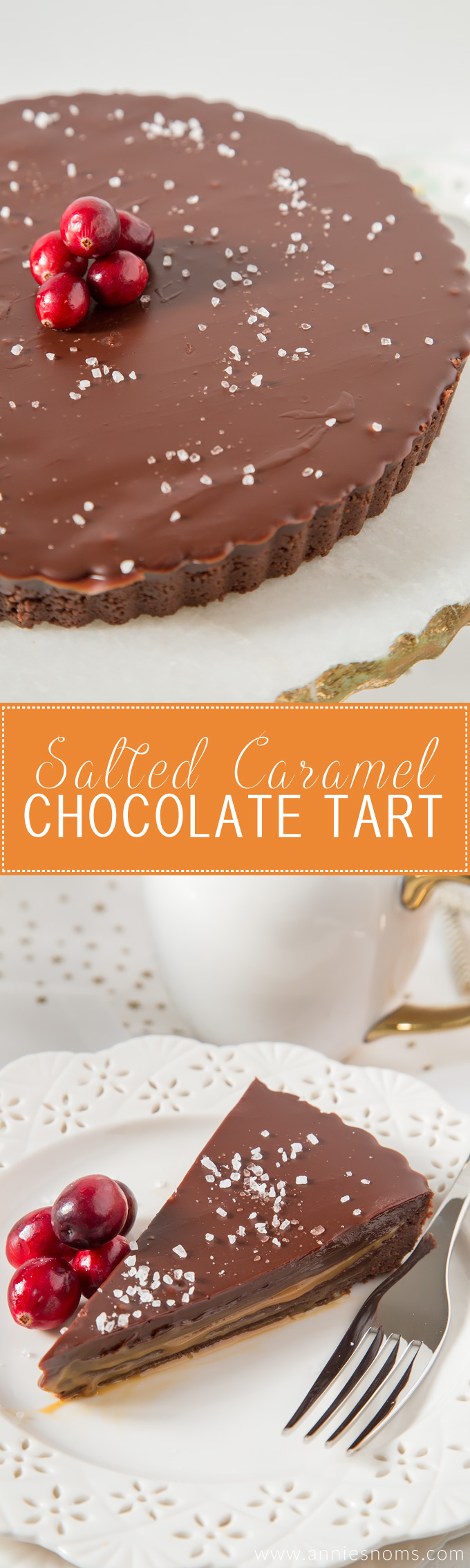 This no-bake Salted Caramel Chocolate Tart is rich, decadent and ridiculously easy to make! The sweet caramel cuts through the chocolate creating one heavenly dessert!