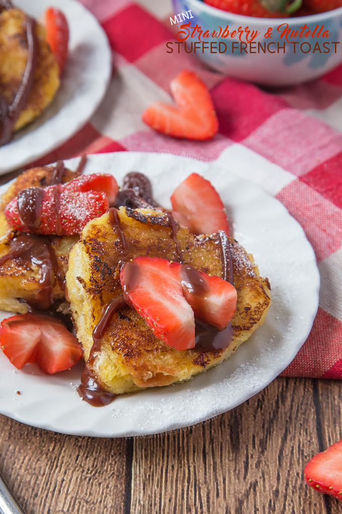 This Mini Strawberry and Nutella Stuffed French Toast is cute, fun to make and the perfect Valentine's Day breakfast for the one you love! #ad