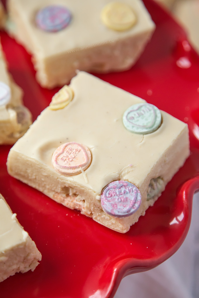 This Love Heart Fudge is velvety smooth, sweet, creamy and filled with lots of fizzy Love Heart sweets.