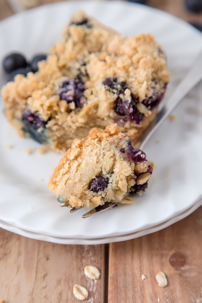 My Blueberry Sugar Cookie Bars are a combination of soft, chewy cookie, fresh blueberries and a crumbly, oat topping. Sweet, crunchy and juicy; these are out of this world good!