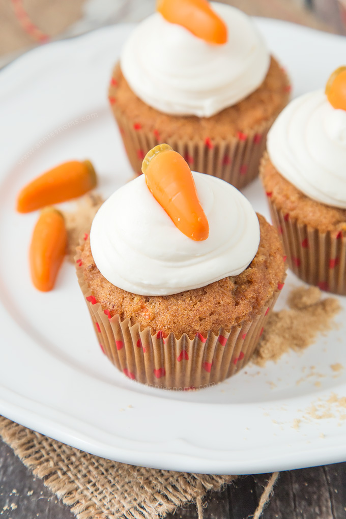 These Carrot Cupcakes are spicy, sweet, jam packed with shredded carrot and topped with a smooth, fluffy Marshmallow Frosting.