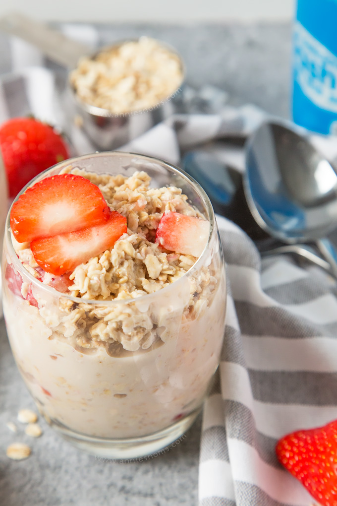 My Strawberries and Cream Overnight Oats are creamy, sweet and jam packed with fresh strawberries. These are bound to become your new favourite breakfast!