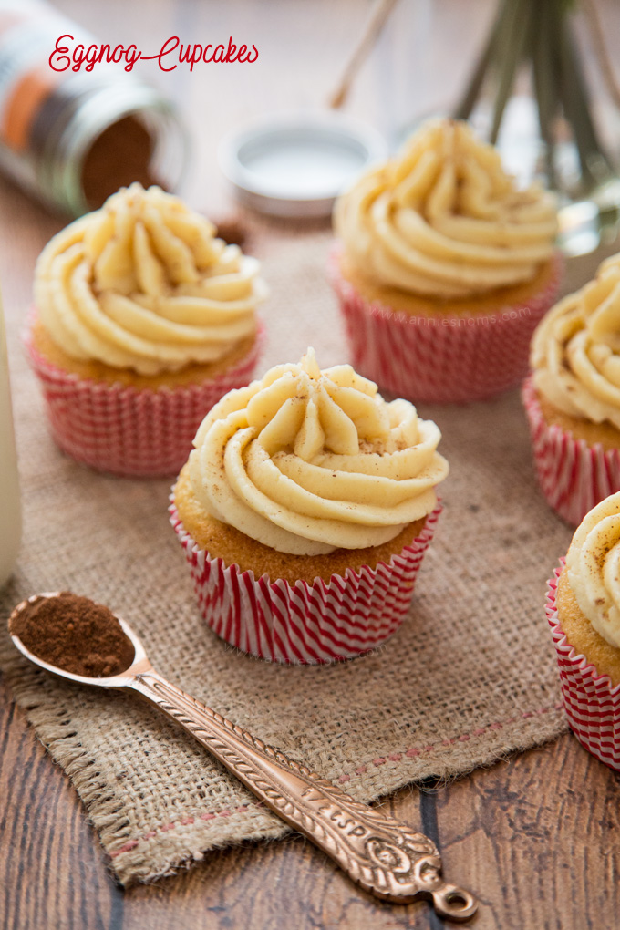 Light and fluffy Eggnog laced cupcakes with a creamy, smooth Eggnog frosting make these the perfect Holiday cupcake!