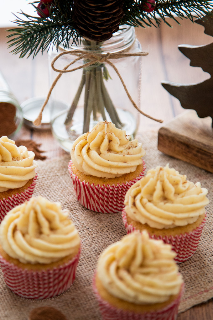 Light and fluffy Eggnog laced cupcakes with a creamy, smooth Eggnog frosting make these the perfect Holiday cupcake!