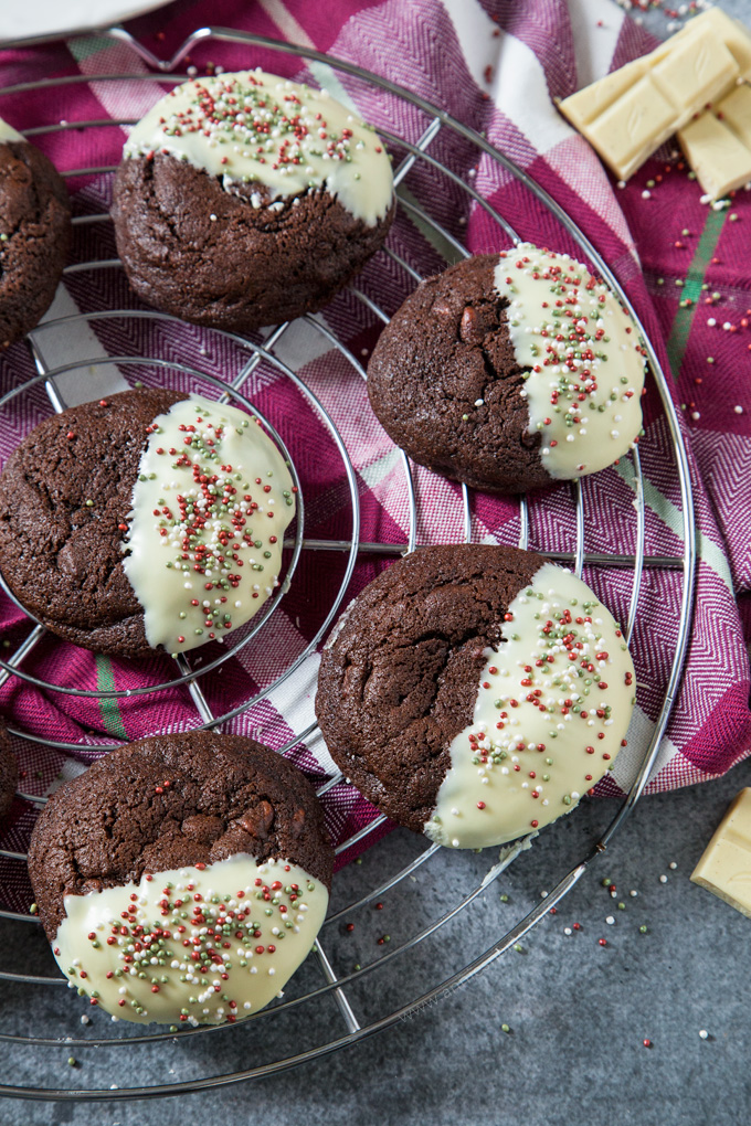 My thick and chewy Peppermint Mocha Cookies are packed with plenty of mint and a hint of coffee; my favourite Christmas drink in cookie form!