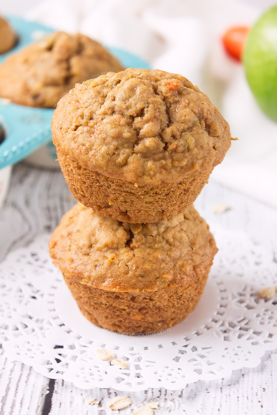 The combination of apple and carrot makes these muffins, sweet, yet slightly tart. Along with oats and a little spice in there too, they're hearty and filling, whilst not being packed with sugar.