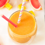 This Mango, Grapefruit and Banana Smoothie marries the strong, tart flavours of grapefruit with the soft, creamy taste of banana and tropical, sweet mango. Filling, fruity and just perfect to inject some sunshine into your day!