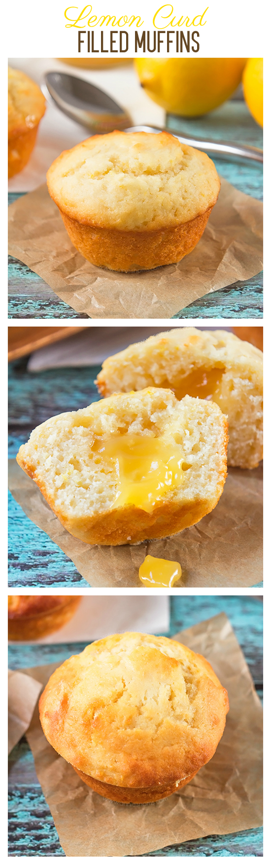 Soft, lemon muffins made with yoghurt and filled with gorgeous pockets of oozing lemon curd in the centre.