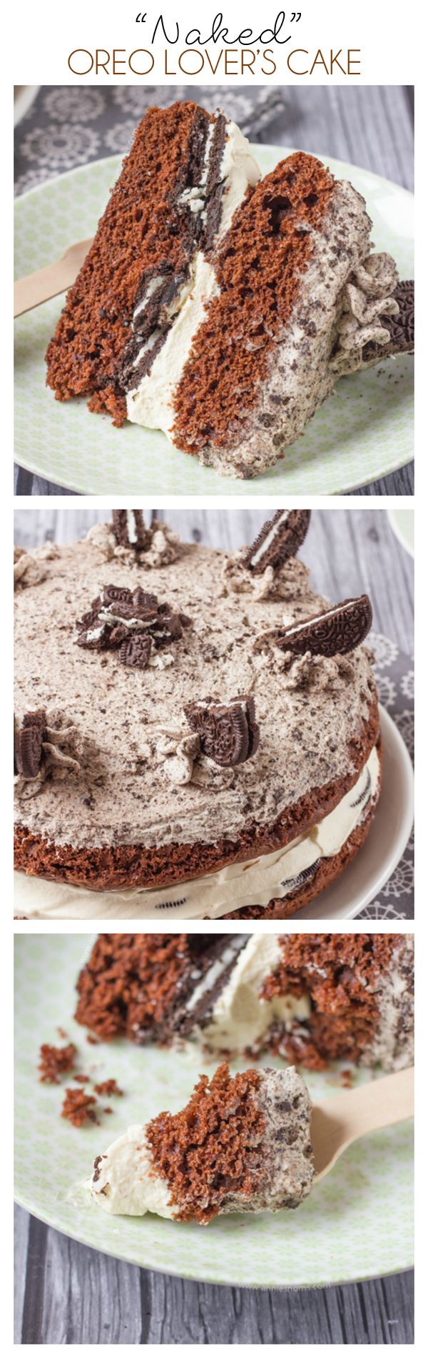My "Naked" Oreo Lover's Cake is one decadent, delicious dessert! Super simple to make, it looks like it took you hours to perfect those rich, chocolate cakes, crunchy Oreo centre and perfectly smooth whipped cream frosting.