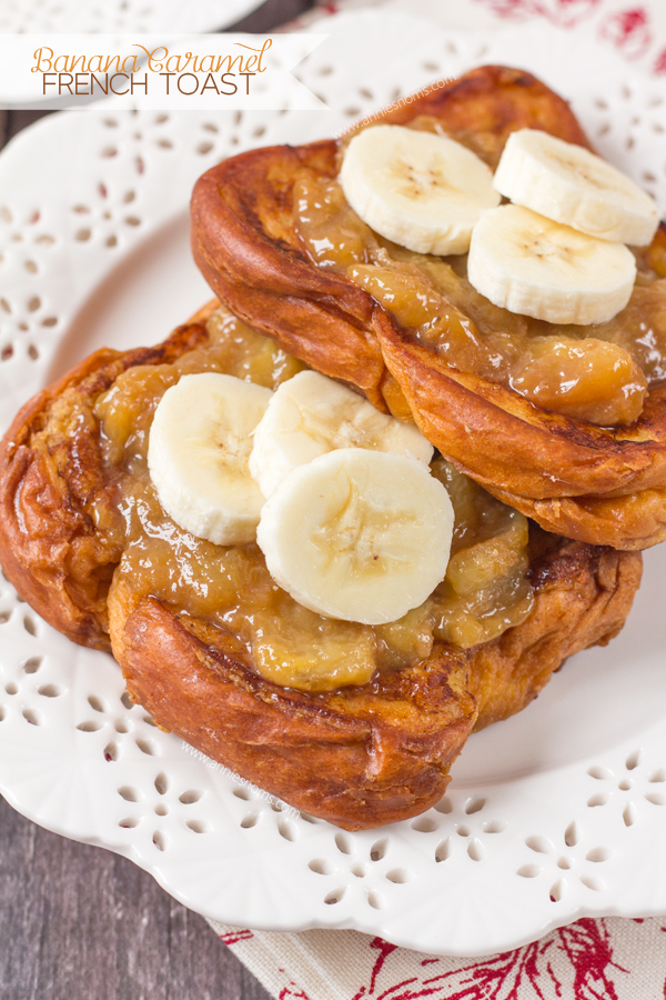My Banana Caramel French Toast is super easy to make as it uses store bought caramel sauce to caramelize the bananas! The sweet, sticky caramel mix is then put on to crisp, fried Brioche to create a decadent breakfast!