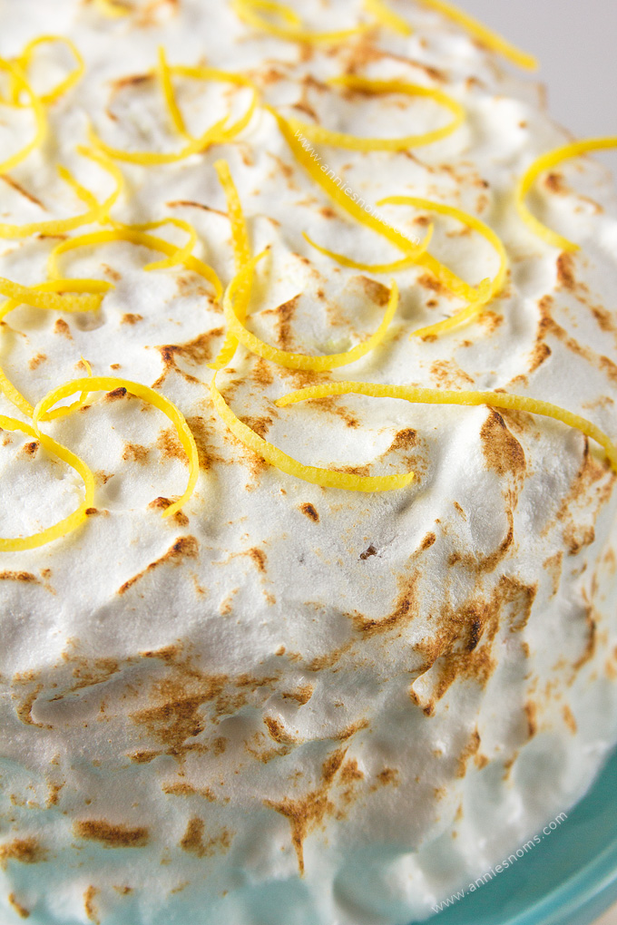 My Lemon Meringue cake is light, tender and lemon filled. Filled with lemon curd and covered in the most pillowy soft meringue, it's easy to make and makes the perfect afternoon treat!