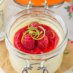 These Lime Possets are velvety smooth, creamy and filled with fresh, tart lime juice. Topped with a fresh no-cook raspberry sauce and fresh raspberries, these are easy to make, yet totally divine!
