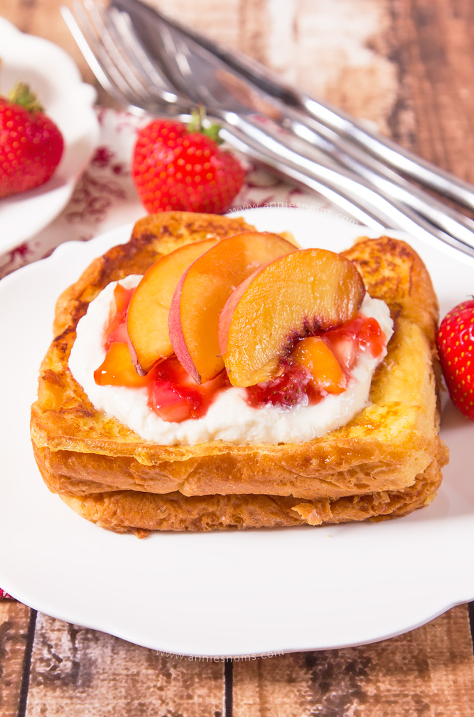 Love decadent brunches on the weekend? Then make my Strawberry Peach Stuffed French Toast with Honeyed Ricotta! It might sound complex, but nothing could be further from the truth. Crispy, sweet and filled with flavour, this will become your new favourite French Toast recipe!
