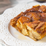 Cubes of bread soaked in a spiced, pumpkin filled custard before being baked until crisp on top. This Pumpkin French Toast Bake is without doubt, the best decadent breakfast recipe!