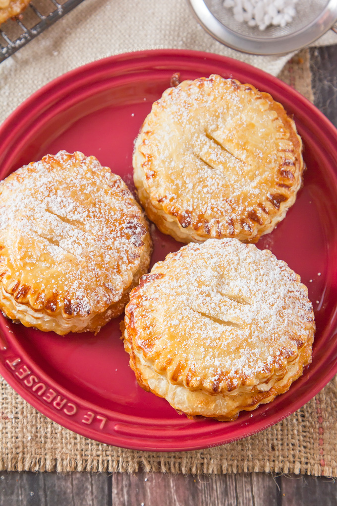 Apple Hand Pies with a difference; A flaky, puff pastry shell and some Salted Caramel to add that sweet/salty combination that everyone loves!