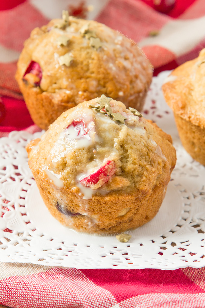 These soft, sweet Eggnog and Cranberry muffins are made with homemade Eggnog, fresh cranberries and plenty of nutmeg to create the perfect Christmas breakfast treat!