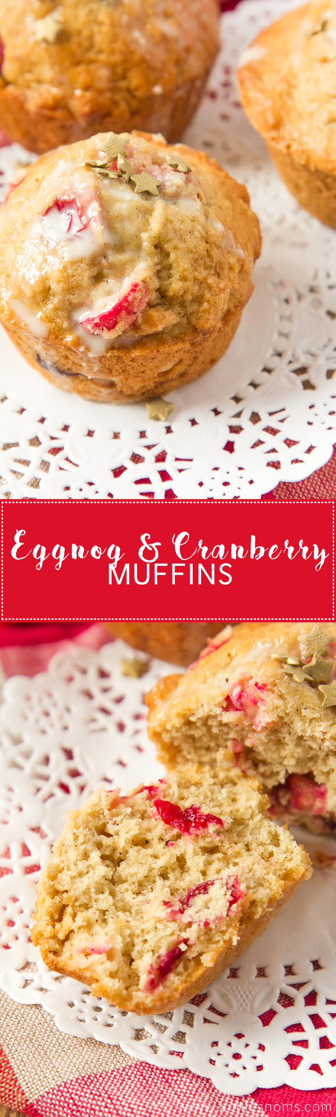 These soft, sweet Eggnog and Cranberry muffins are made with homemade Eggnog, fresh cranberries and plenty of nutmeg to create the perfect Christmas breakfast treat!