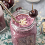 A thick, sweet and hearty Oat Smoothie with Cherries, bananas and oats. Filling and delicious, this smoothie is perfect for breakfast, lunch or an afternoon pick me up!