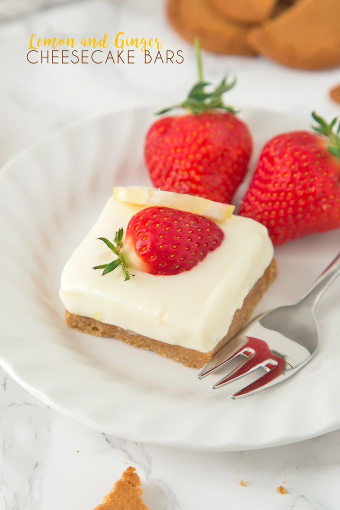 These creamy Lemon and Ginger Cheesecake Bars are easy to make and pack a real flavour punch with their gingersnap crust and zest filled cheesecake top!