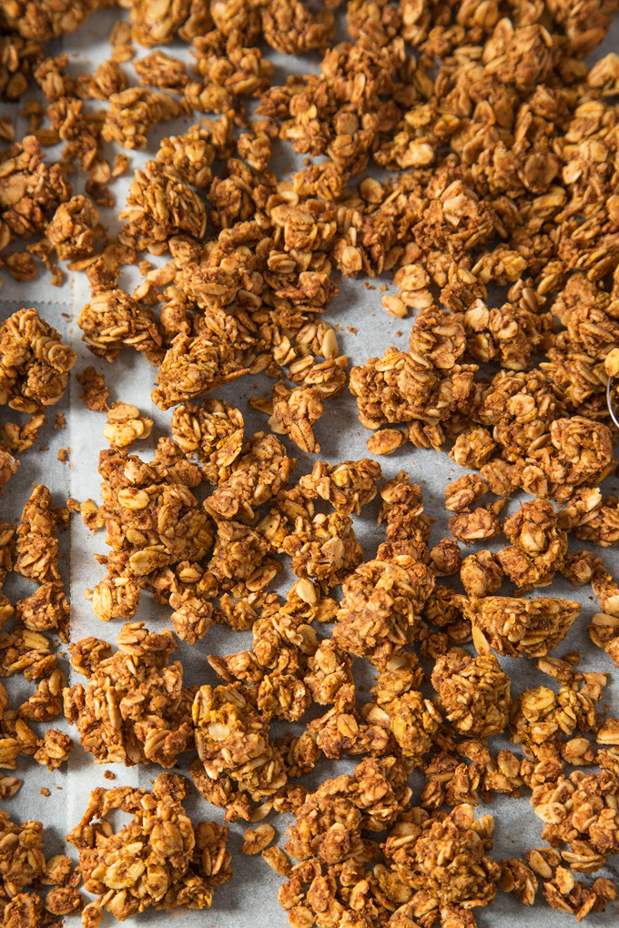 Your perfect base recipe for Pumpkin Spice Granola. Ready for whatever add ins you want, but also delicious on its own!