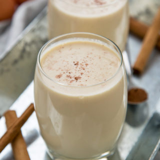 My homemade eggnog is thick and creamy and completely alcohol free for those of us who are teetotal this festive period!