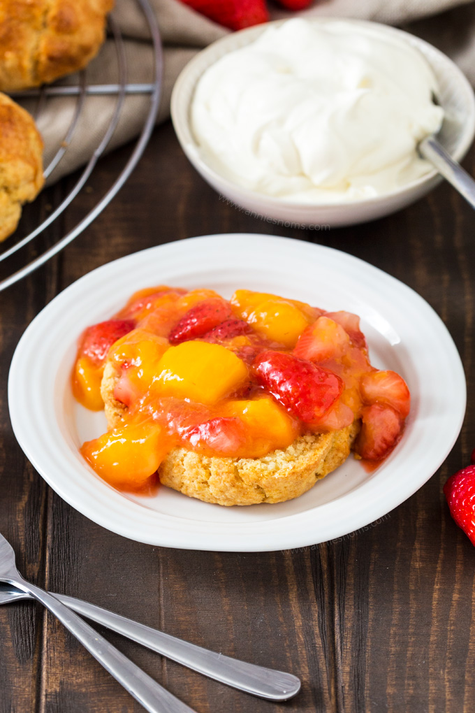 A twist on the classic, these Strawberry and Mango Shortcakes have a taste of the tropics with added chunks of mango in amongst strawberries and sweetened cream.