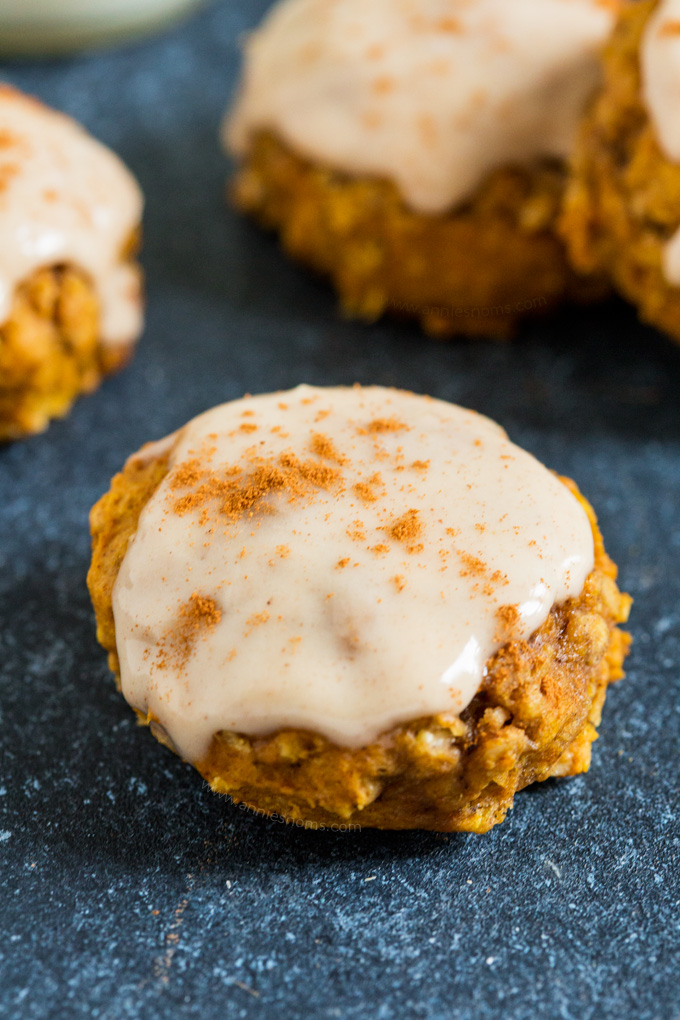 These thick and chewy Pumpkin Maple Oatmeal Cookies are delicious with or without their maple glaze; perfect for breakfast or a snack, these are perfect for those on the go mornings!