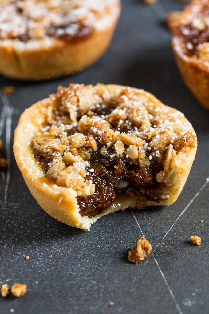 A new twist on the classic Mince Pies, these festive pies have a crunchy, oat topping to contrast with the juicy, sweet filling and crisp homemade pastry outer shell.