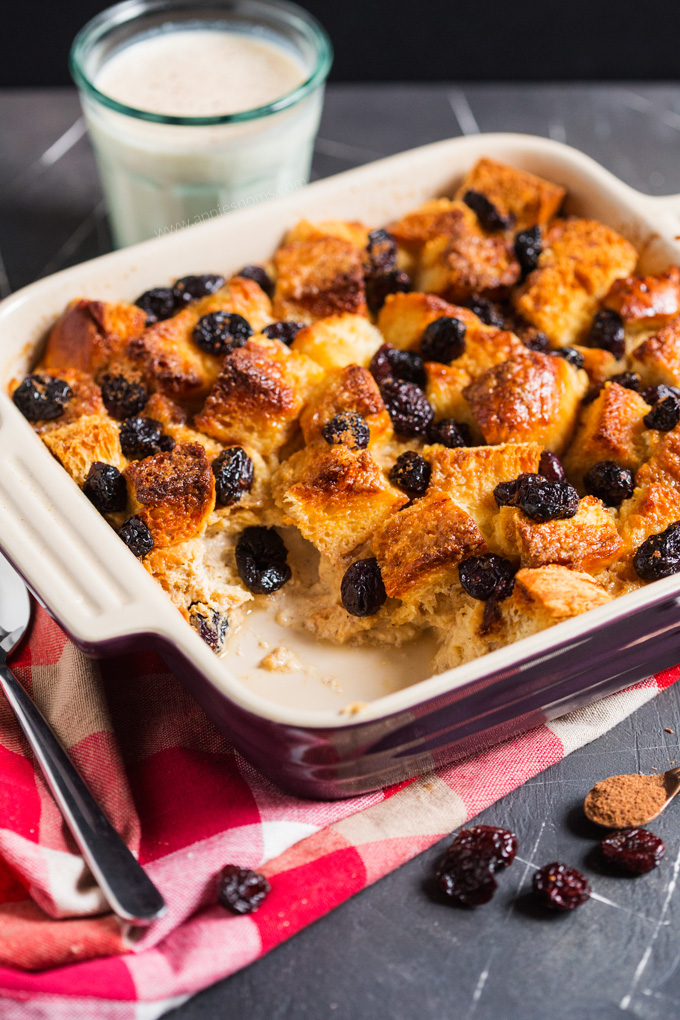 This Eggnog and Cranberry French Toast Bake is the perfect festive brunch recipe; easy to prepare and utterly divine, you are bound to fall in love with the sweet, spicy and cranberry filled recipe!