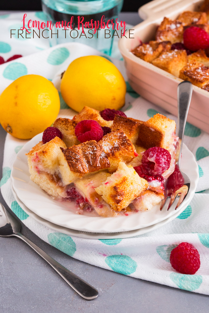 This Lemon and Raspberry French Toast Bake will have you going back for seconds and thirds! The perfect Spring flavour combination, this is a decadent weekend brunch recipe the whole family will love!