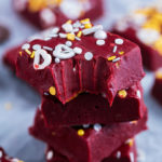This Red Velvet Fudge requires no thermometer to make and is a fun and delicious treat to make your loved ones for Valentine's Day!