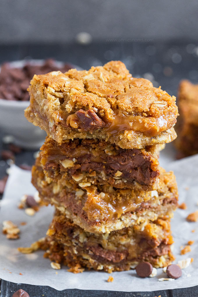 These chewy chocolate and caramel filled Carmelitas are easy to make and the most insanely delicious cookie bars I've EVER had the pleasure of making and eating.