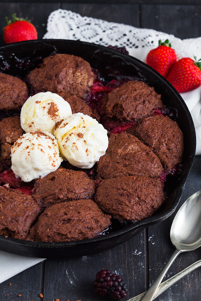 A twist on the classic cobbler, this Chocolate Mixed Berry Cobbler is full of flavour with a myriad of Summer berries and a rich chocolate topping.