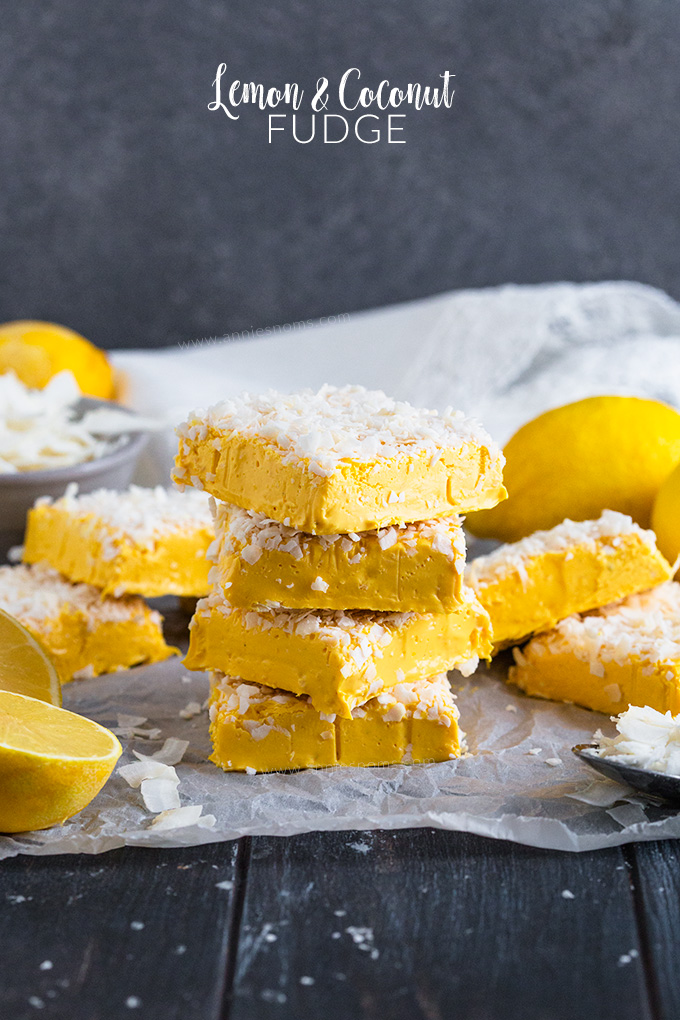 This delicious, easy to make Lemon and Coconut Fudge marries together zesty and tropical to create one melt in your mouth dessert that you won't be able to stop eating!!