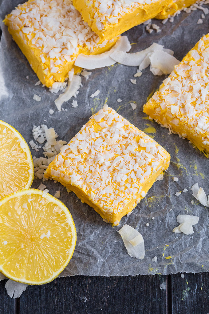This delicious, easy to make Lemon and Coconut Fudge marries together zesty and tropical to create one melt in your mouth dessert that you won't be able to stop eating!!