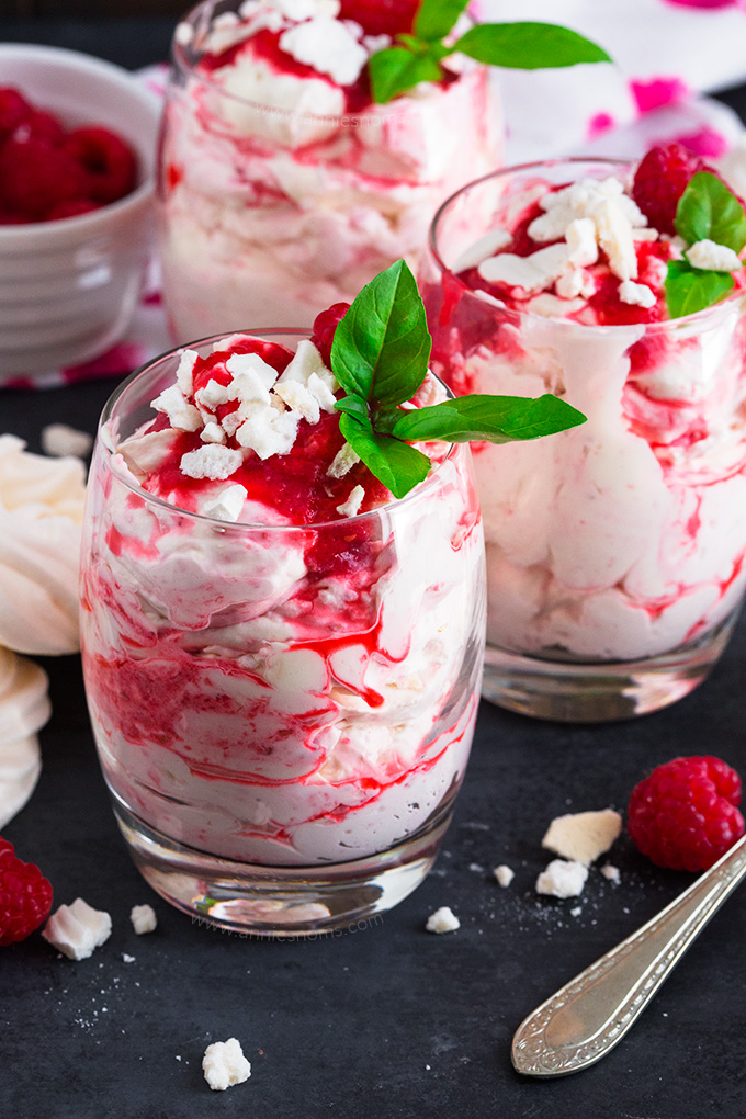 Raspberry Eton Mess is a twist on the classic. No bake, individually sized and ready in 5 minutes, these are the perfect make ahead Summer dessert for the whole family!