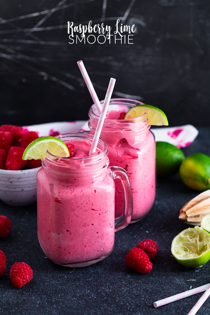 This Raspberry Lime Smoothie is perfect for cooling down on a hot day or as a post workout pick me up. It's sweet, tart, fruity and full of good ingredients!